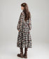 V-neck Flower Check Dress